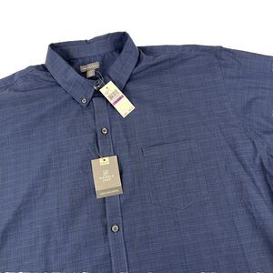 New Mens Van Heusen SS Classic Fit Button Down Shirt Size 2XL Blue Black NWT